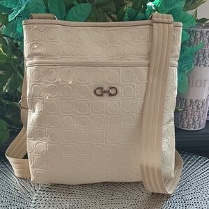 SOLD Salvatore Ferragamo Beige Patent Leather Crossbody Bag
